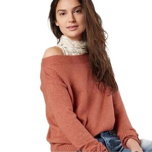 Buckle Black One Shoulder Orange Sweater Size Small